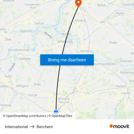 International to Berchem map