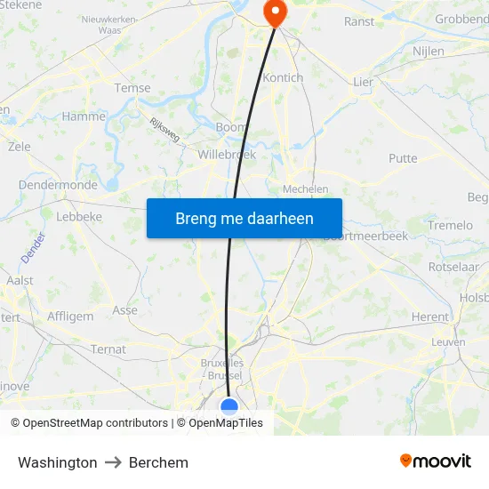 Washington to Berchem map