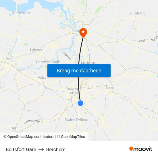 Boitsfort Gare to Berchem map