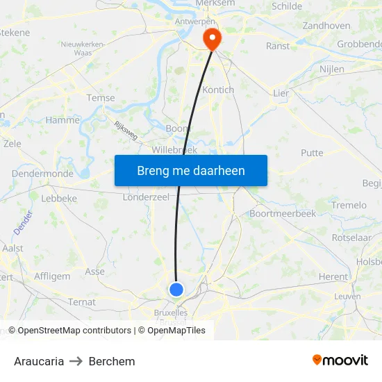 Araucaria to Berchem map