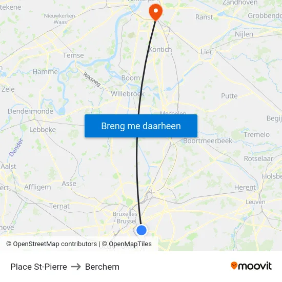 Place St-Pierre to Berchem map