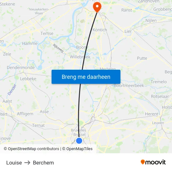Louise to Berchem map
