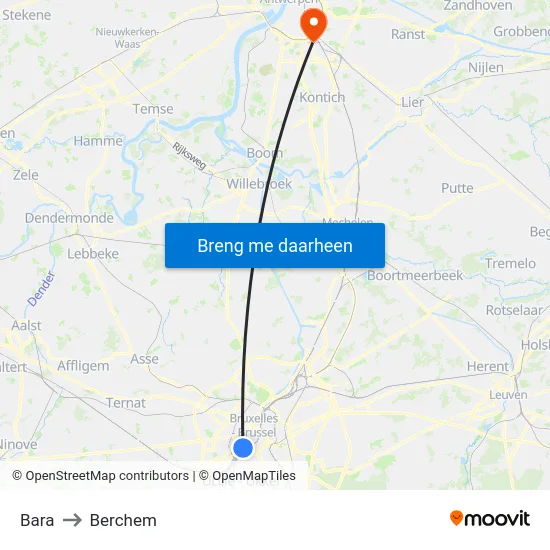 Bara to Berchem map