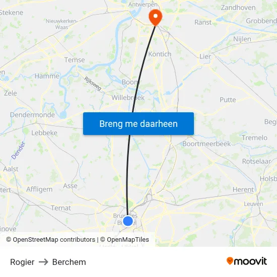 Rogier to Berchem map