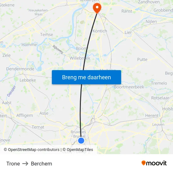 Trone to Berchem map