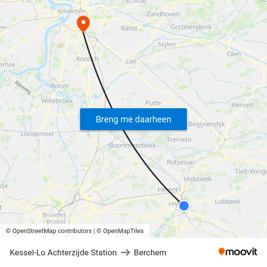 Kessel-Lo Achterzijde Station to Berchem map
