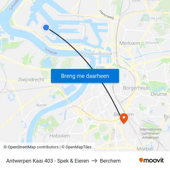 Antwerpen Kaai 403 - Spek & Eieren to Berchem map