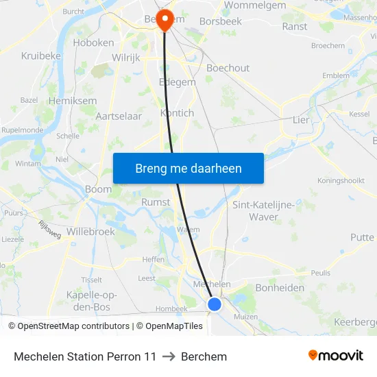 Mechelen Station Perron 11 to Berchem map