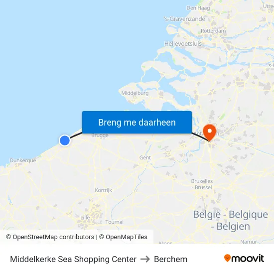 Middelkerke Sea Shopping Center to Berchem map