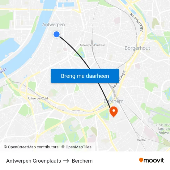 Antwerpen Groenplaats to Berchem map
