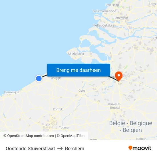Oostende Stuiverstraat to Berchem map