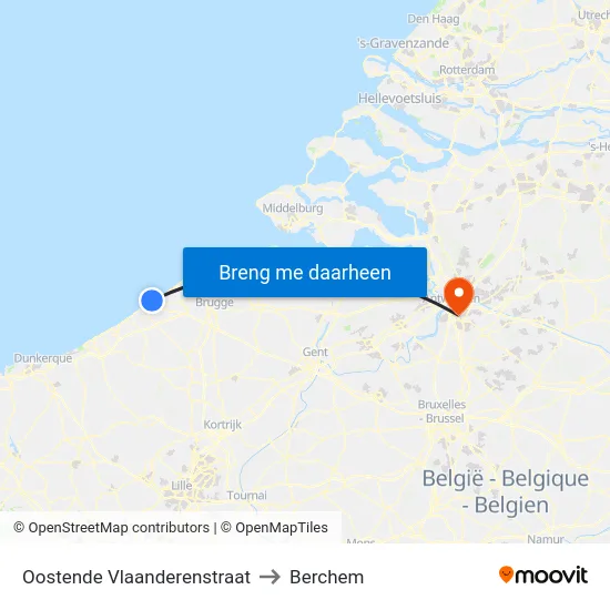 Oostende Vlaanderenstraat to Berchem map