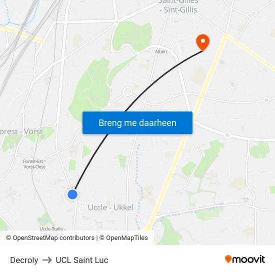 Decroly to UCL Saint Luc map
