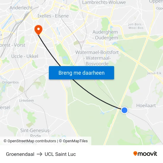 Groenendaal to UCL Saint Luc map