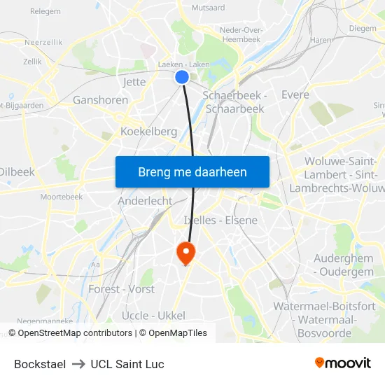 Bockstael to UCL Saint Luc map
