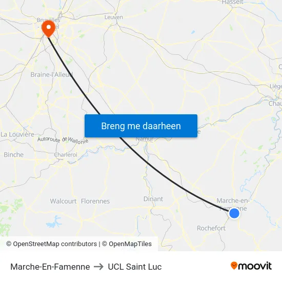 Marche-En-Famenne to UCL Saint Luc map