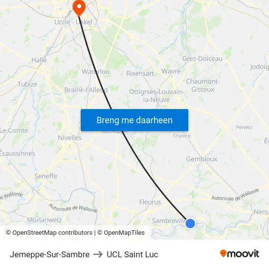 Jemeppe-Sur-Sambre to UCL Saint Luc map