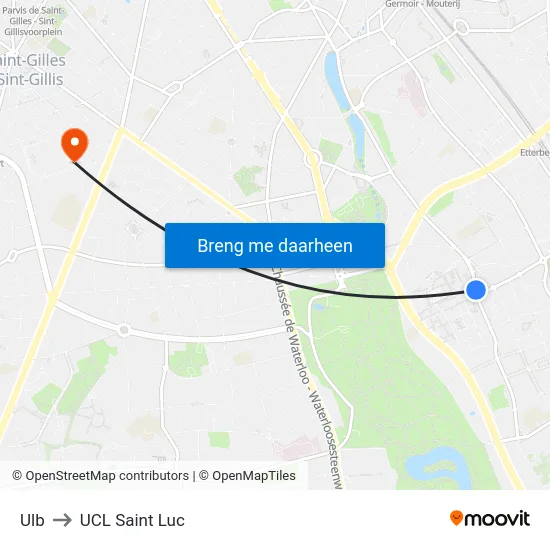 Ulb to UCL Saint Luc map