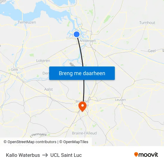 Kallo Waterbus to UCL Saint Luc map