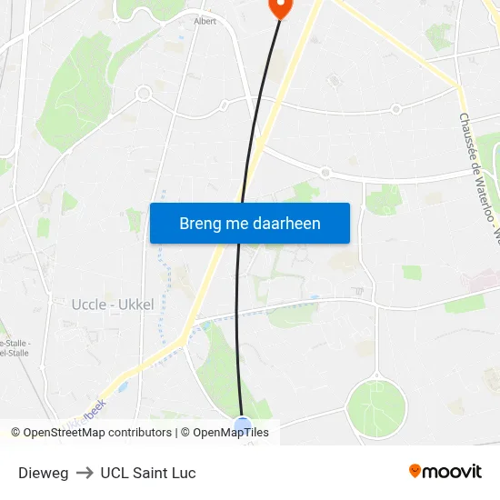 Dieweg to UCL Saint Luc map