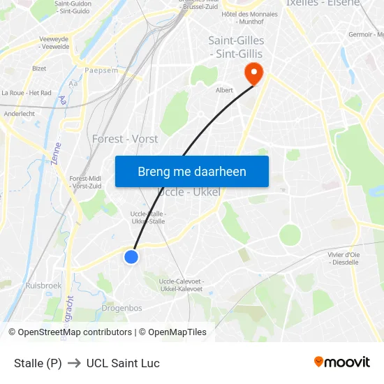 Stalle (P) to UCL Saint Luc map