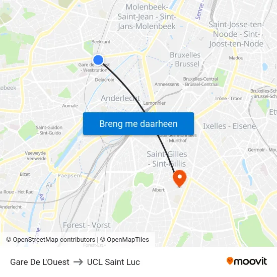 Gare De L'Ouest to UCL Saint Luc map
