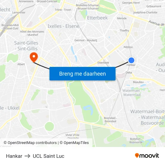 Hankar to UCL Saint Luc map