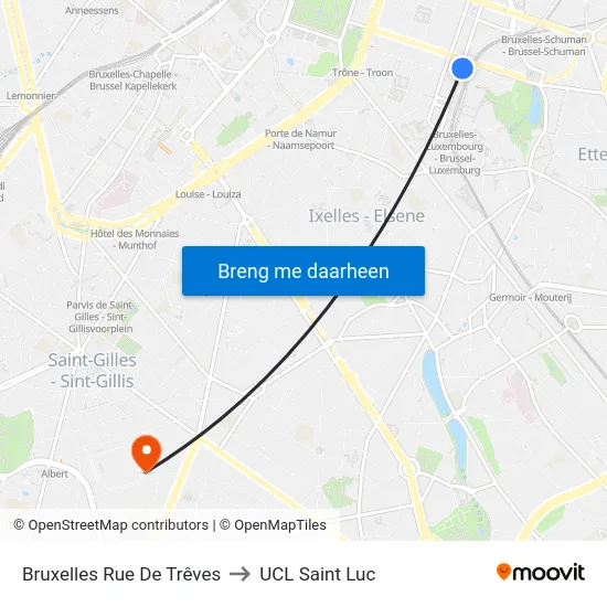 Bruxelles Rue De Trêves to UCL Saint Luc map