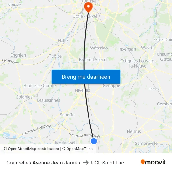 Courcelles Avenue Jean Jaurès to UCL Saint Luc map