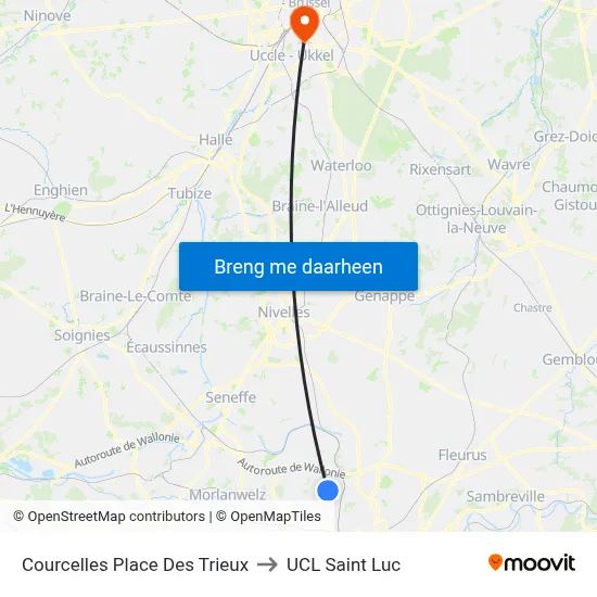 Courcelles Place Des Trieux to UCL Saint Luc map