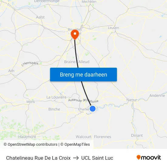 Chatelineau Rue De La Croix to UCL Saint Luc map