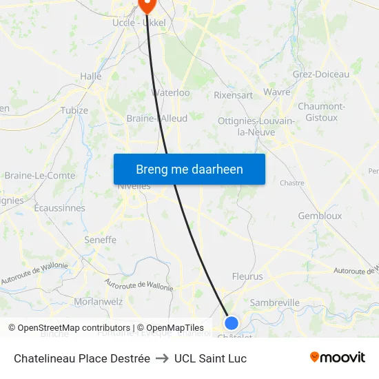 Chatelineau Place Destrée to UCL Saint Luc map