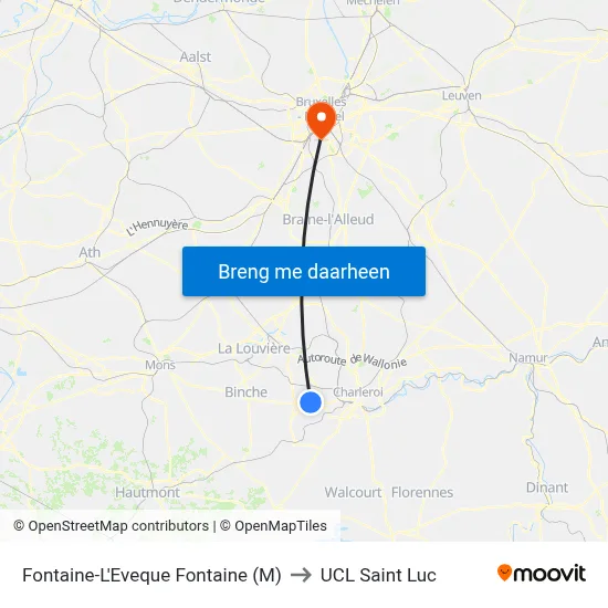 Fontaine-L'Eveque Fontaine (M) to UCL Saint Luc map