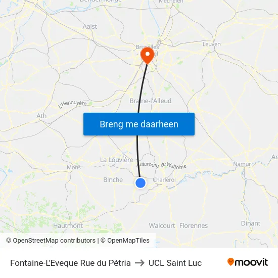 Fontaine-L'Eveque Rue du Pétria to UCL Saint Luc map