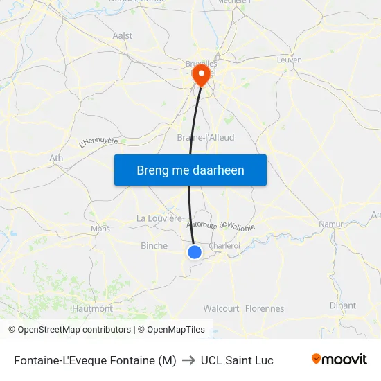 Fontaine-L'Eveque Fontaine (M) to UCL Saint Luc map