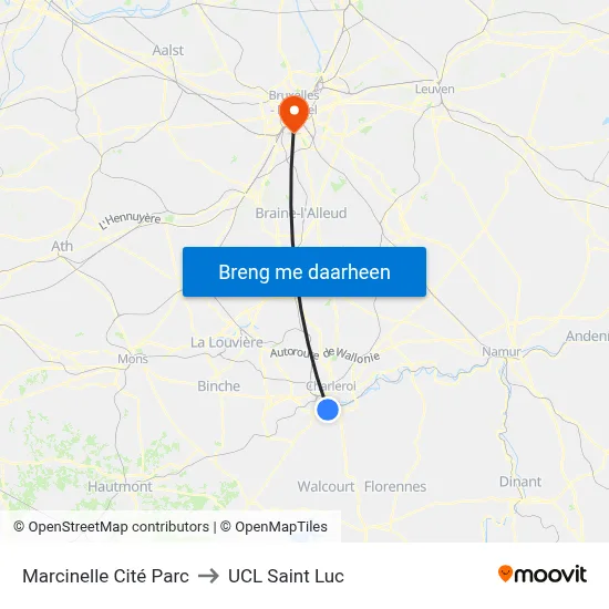 Marcinelle Cité Parc to UCL Saint Luc map