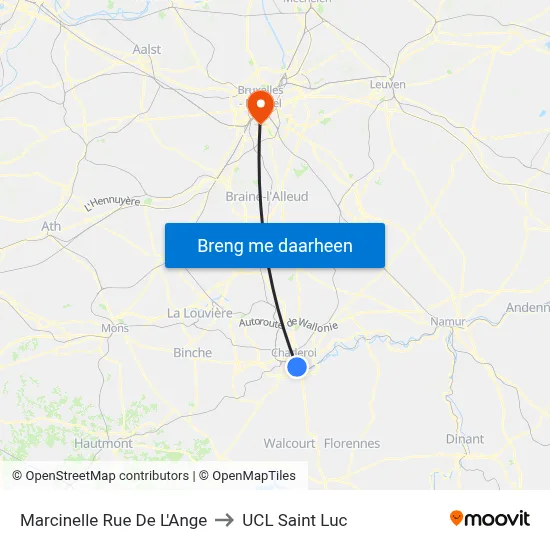 Marcinelle Rue De L'Ange to UCL Saint Luc map