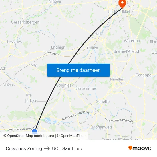 Cuesmes Zoning to UCL Saint Luc map