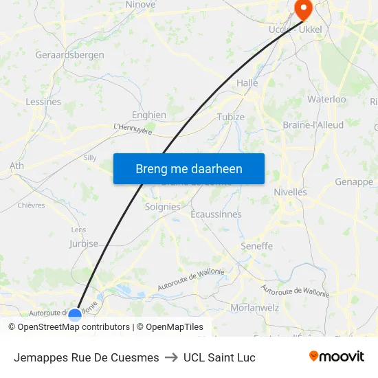 Jemappes Rue De Cuesmes to UCL Saint Luc map