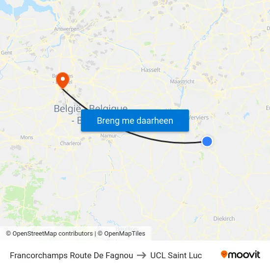 Francorchamps Route De Fagnou to UCL Saint Luc map