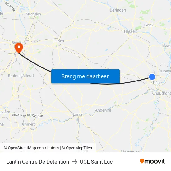 Lantin Centre De Détention to UCL Saint Luc map