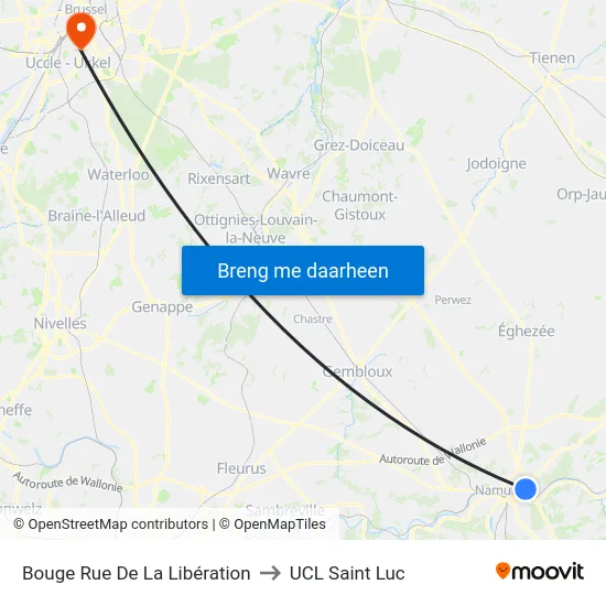 Bouge Rue De La Libération to UCL Saint Luc map