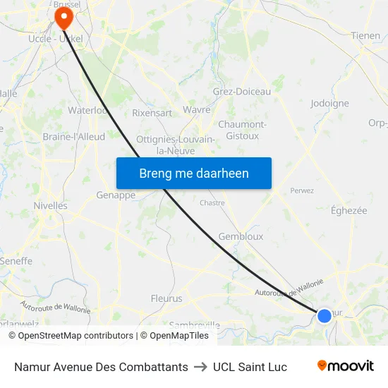 Namur Avenue Des Combattants to UCL Saint Luc map