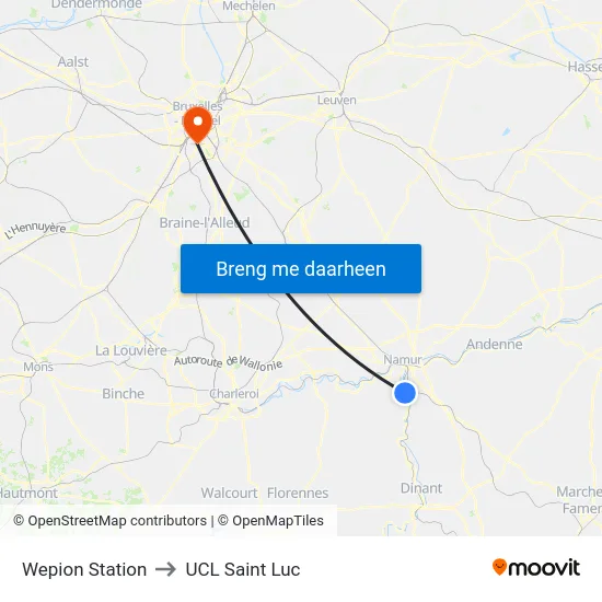 Wepion Station to UCL Saint Luc map