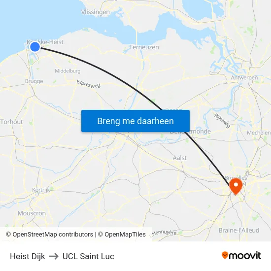 Heist Dijk to UCL Saint Luc map