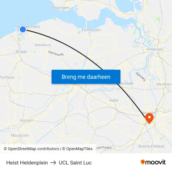 Heist Heldenplein to UCL Saint Luc map