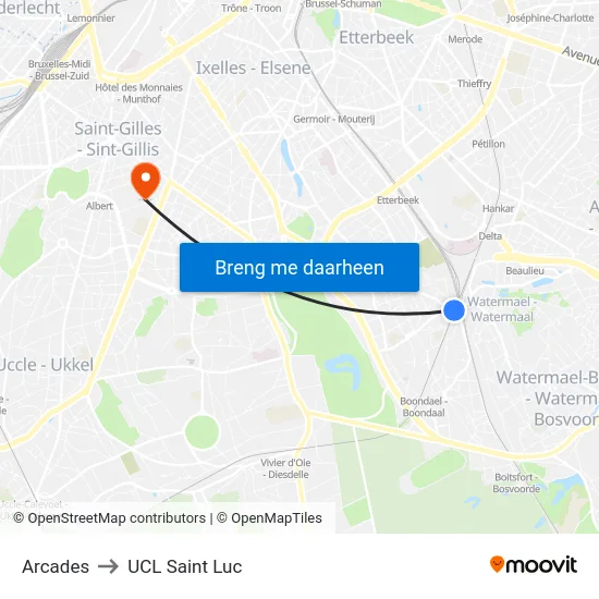 Arcades to UCL Saint Luc map