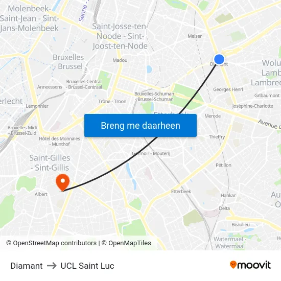 Diamant to UCL Saint Luc map