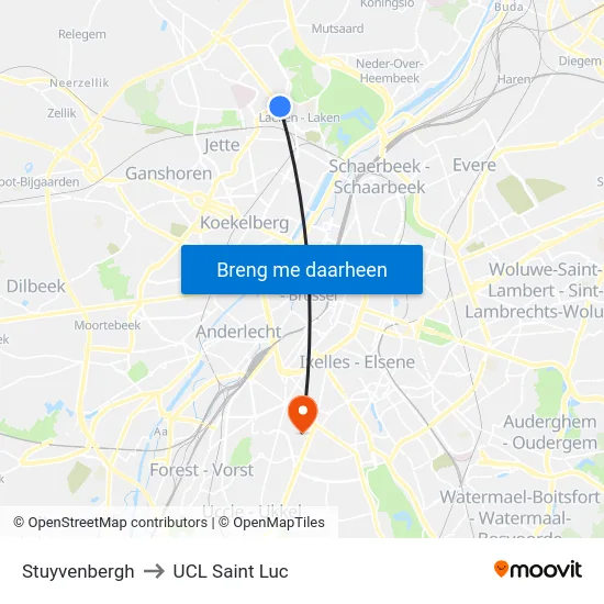 Stuyvenbergh to UCL Saint Luc map