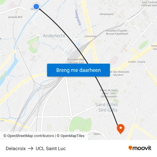 Hotel Des Monnaies to UCL Saint Luc map